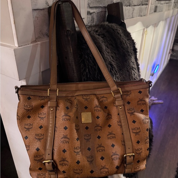 MCM Handbags - MCM Cognac Visetos Tote Bag